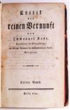 KANT, IMMANUEL. Critik der reinen Vernunft.  2 vols. 1795